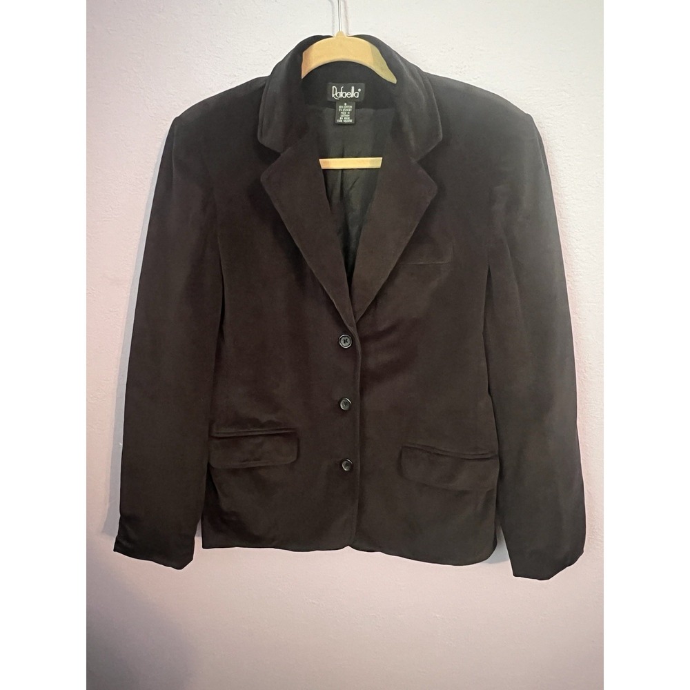 Vintage Rafaella Black Corduroy Jacket Coat Size 8 Medium Dark Academia Goth